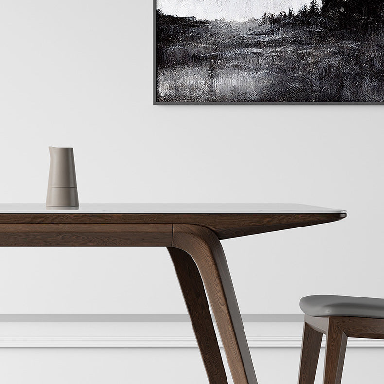 Modern Stone Rectangle Dining Table 4 Legs Table for Kitchen Clearhalo 'Dining Tables & Seating' 'Dining Tables' 'dining_table' 'furn' 'furn_dining_table' 'Furniture' 'Kitchen & Dining Furniture' 6653665