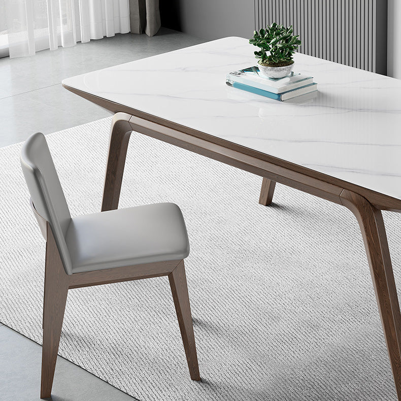Modern Stone Rectangle Dining Table 4 Legs Table for Kitchen Clearhalo 'Dining Tables & Seating' 'Dining Tables' 'dining_table' 'furn' 'furn_dining_table' 'Furniture' 'Kitchen & Dining Furniture' 6653667