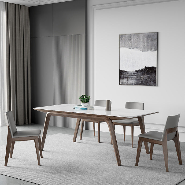 Modern Stone Rectangle Dining Table 4 Legs Table for Kitchen Clearhalo 'Dining Tables & Seating' 'Dining Tables' 'dining_table' 'furn' 'furn_dining_table' 'Furniture' 'Kitchen & Dining Furniture' 6653668