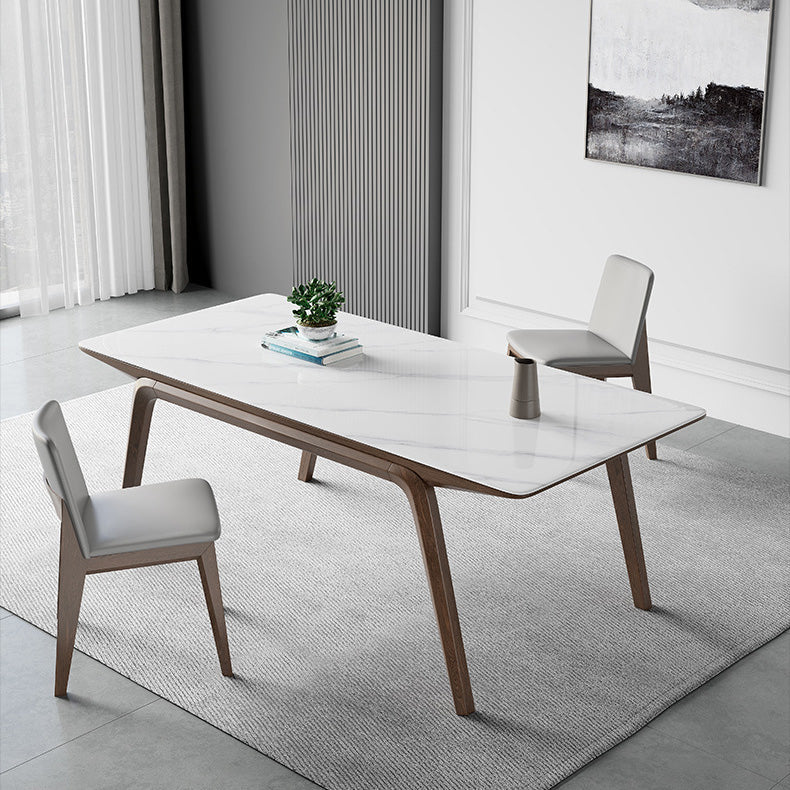 Modern Stone Rectangle Dining Table 4 Legs Table for Kitchen Clearhalo 'Dining Tables & Seating' 'Dining Tables' 'dining_table' 'furn' 'furn_dining_table' 'Furniture' 'Kitchen & Dining Furniture' 6653670
