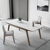 Modern Stone Rectangle Dining Table 4 Legs Table for Kitchen Clearhalo 'Dining Tables & Seating' 'Dining Tables' 'dining_table' 'furn' 'furn_dining_table' 'Furniture' 'Kitchen & Dining Furniture' 6653670