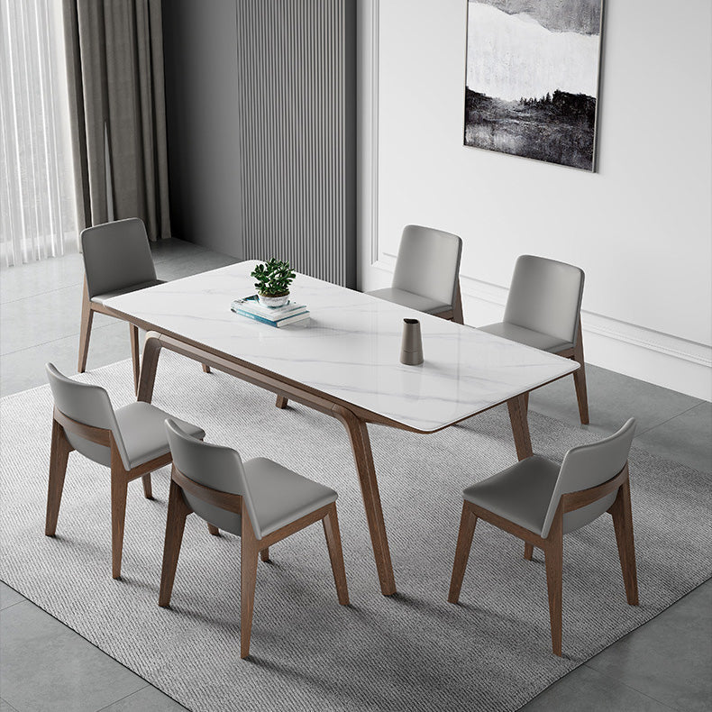 Modern Stone Rectangle Dining Table 4 Legs Table for Kitchen Clearhalo 'Dining Tables & Seating' 'Dining Tables' 'dining_table' 'furn' 'furn_dining_table' 'Furniture' 'Kitchen & Dining Furniture' 6653671