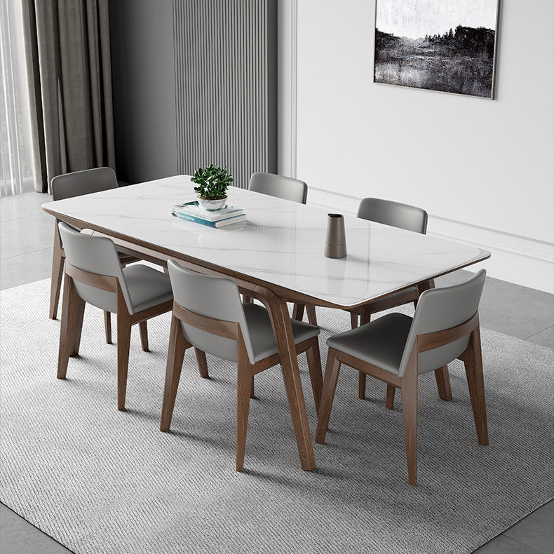 Modern Stone Rectangle Dining Table 4 Legs Table for Kitchen Clearhalo 'Dining Tables & Seating' 'Dining Tables' 'dining_table' 'furn' 'furn_dining_table' 'Furniture' 'Kitchen & Dining Furniture' 6653672