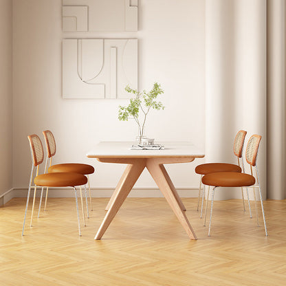Mesa de comedor de estilo moderno, mesa de piedra de 4 patas para comedor