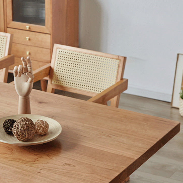 Mesa de comedor moderna Mesa rectangular de madera de pino con base de caballete para comedor
