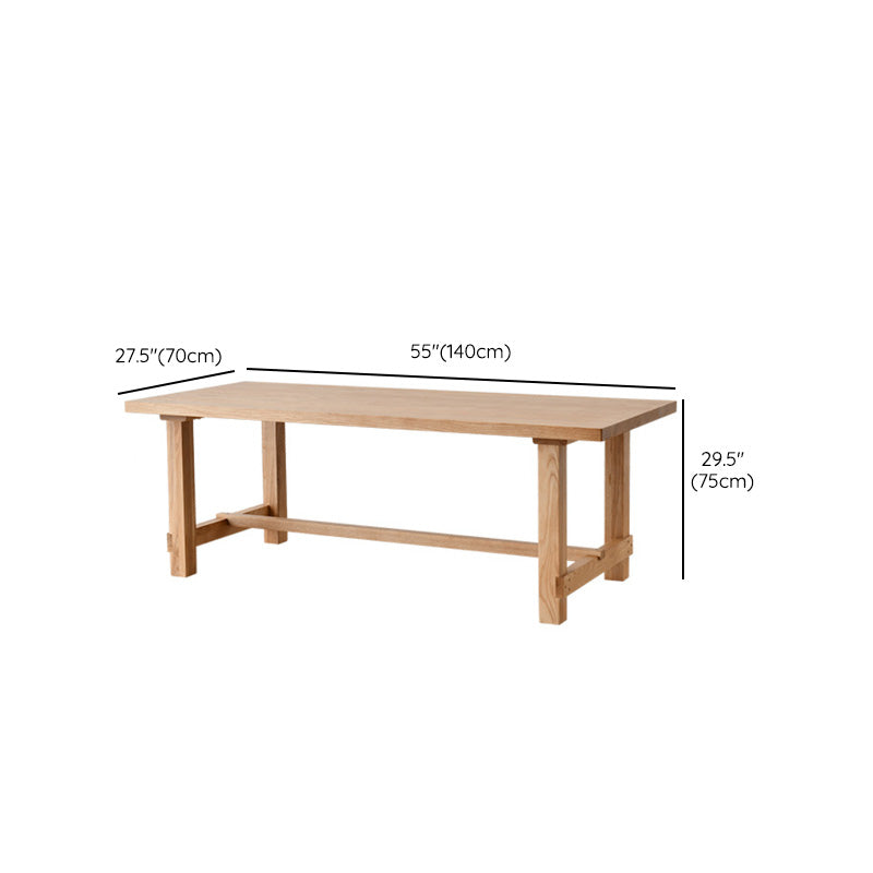 Mesa de comedor moderna Mesa rectangular de madera de pino con base de caballete para comedor