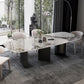 Moderne stenen eettafel, rechthoekige tafel voor eetkamer, keuken