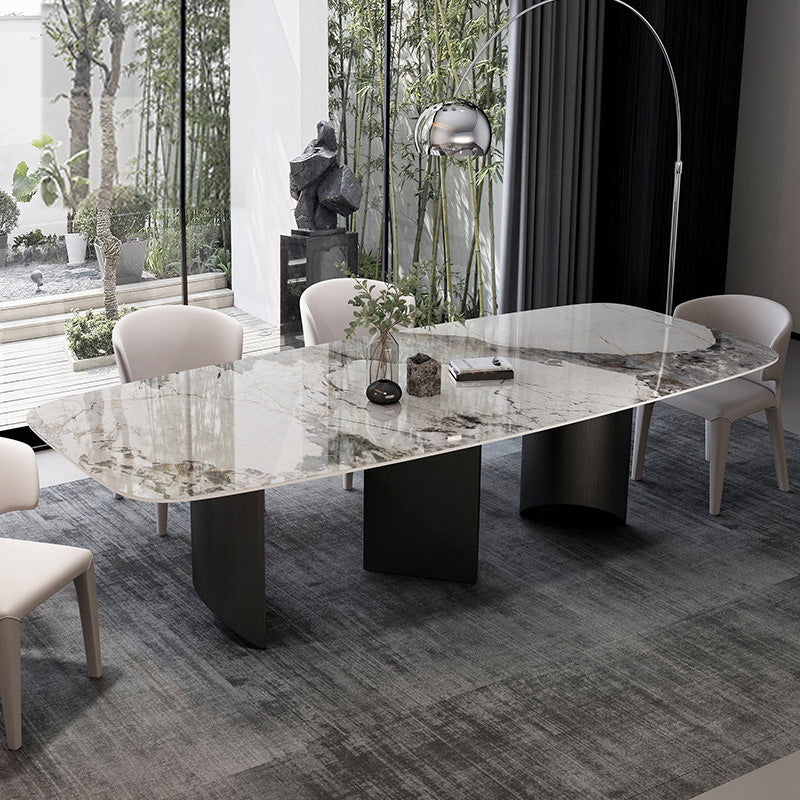 Moderne stenen eettafel, rechthoekige tafel voor eetkamer, keuken