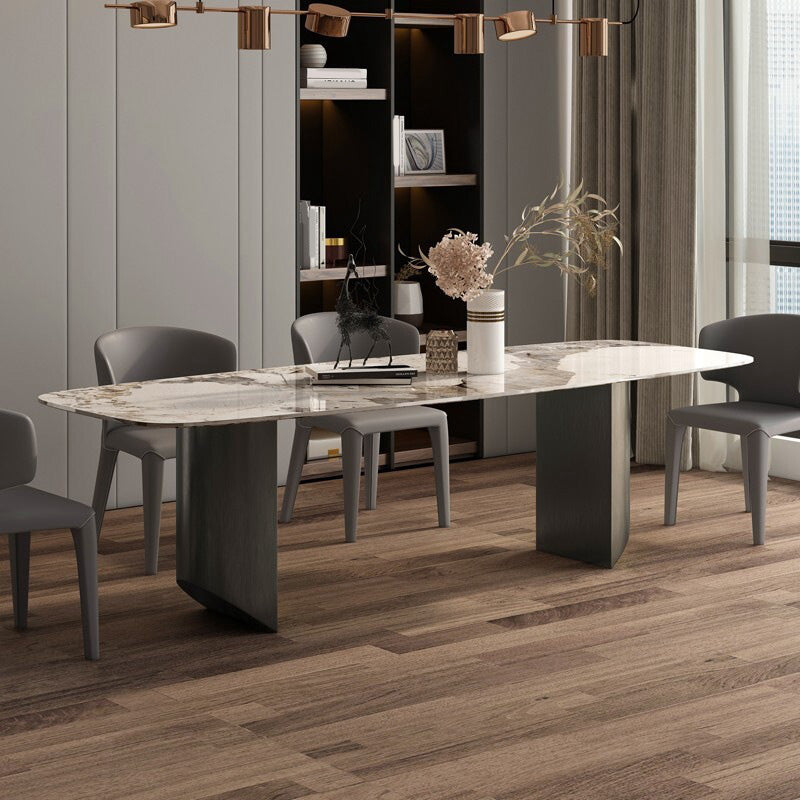 Moderne stenen eettafel, rechthoekige tafel voor eetkamer, keuken