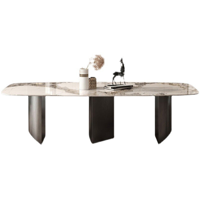 Moderne stenen eettafel, rechthoekige tafel voor eetkamer, keuken