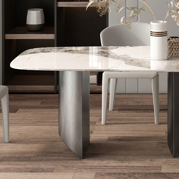 Moderne stenen eettafel, rechthoekige tafel voor eetkamer, keuken