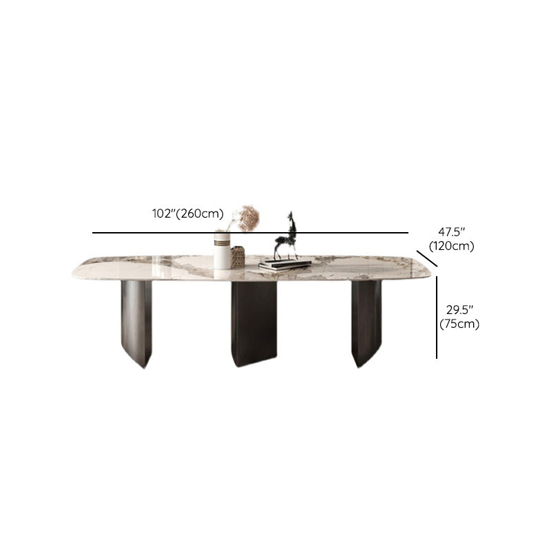 Moderne stenen eettafel, rechthoekige tafel voor eetkamer, keuken
