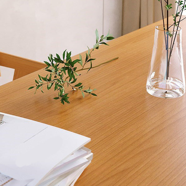 Modern Pine Wood Dining Table Rectangle Table with Double Pedestal Base for Dining Room