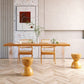 Modern Pine Wood Dining Table Rectangle Table with Double Pedestal Base for Dining Room
