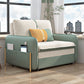 33"H Glam Futon Sofa Bed Futon White Cushion Back Sleeper Sofa with Storage
