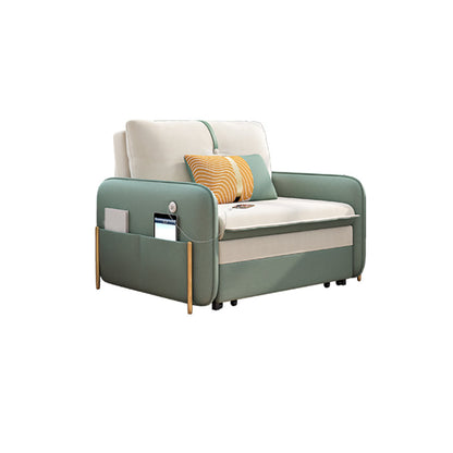 33"H Glam Futon Sofa Bed Futon White Cushion Back Sleeper Sofa with Storage