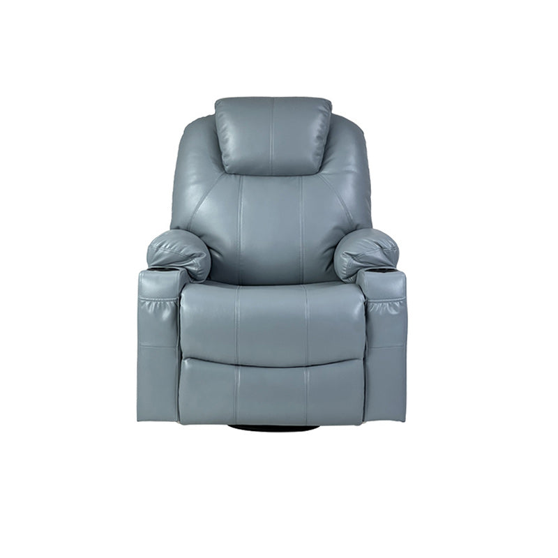 Power-Remote Type Standard Recliner Swivel Base Recliner Chair Ocean Blue Faux Leather Clearhalo 'Chairs & Seating' 'furn' 'furn_recliners' 'Furniture' 'Living Room Furniture' 'Recliners' 6654353