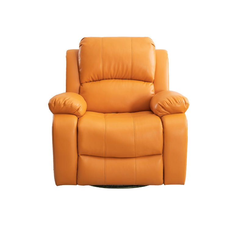 Power-Remote Type Standard Recliner Swivel Base Recliner Chair Orange Faux Leather Clearhalo 'Chairs & Seating' 'furn' 'furn_recliners' 'Furniture' 'Living Room Furniture' 'Recliners' 6654354