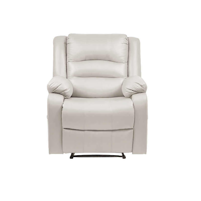 Power-Remote Type Standard Recliner Swivel Base Recliner Chair Off-White Faux Leather Clearhalo 'Chairs & Seating' 'furn' 'furn_recliners' 'Furniture' 'Living Room Furniture' 'Recliners' 6654355