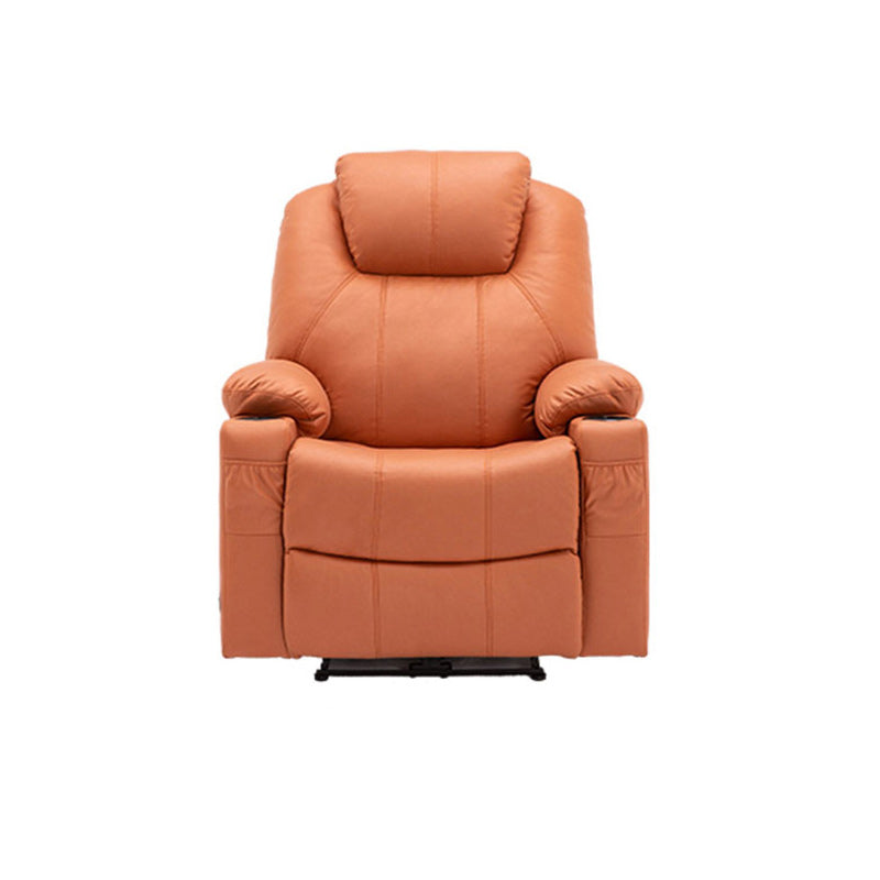 Power-Remote Type Standard Recliner Swivel Base Recliner Chair Orange Tech Cloth Clearhalo 'Chairs & Seating' 'furn' 'furn_recliners' 'Furniture' 'Living Room Furniture' 'Recliners' 6654360