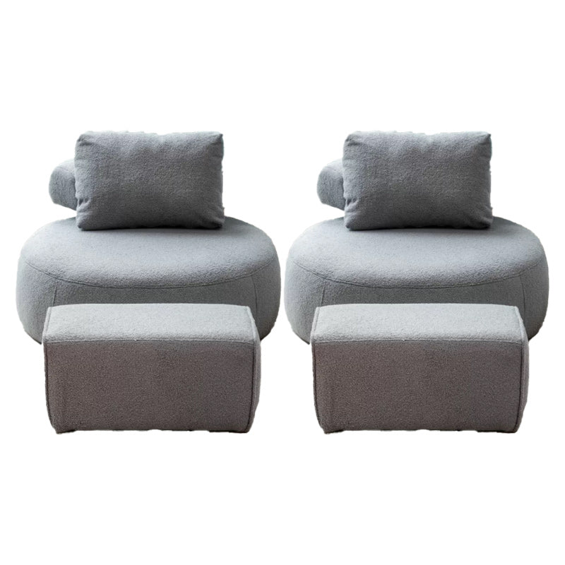 Modern Pillow Back Armless Living Room Solid Color Parsons Chair Grey 2 Piece Set With Ottoman Clearhalo 'Accent Chairs' 'accent_chairs' 'Chairs & Seating' 'furn' 'furn_accent_chairs' 'Furniture' 'Living Room Furniture' 6654424