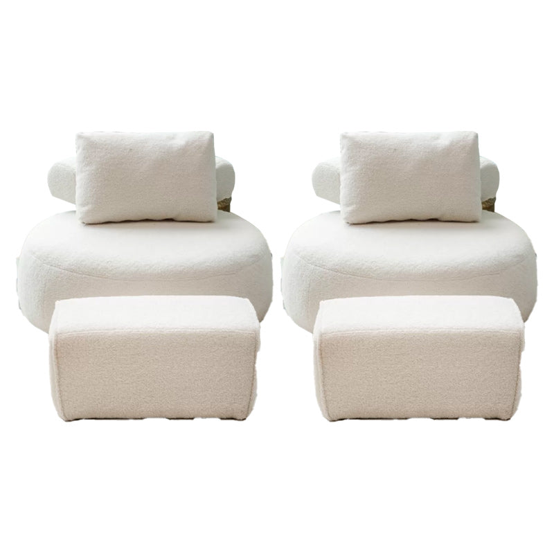 Modern Pillow Back Armless Living Room Solid Color Parsons Chair White 2 Piece Set With Ottoman Clearhalo 'Accent Chairs' 'accent_chairs' 'Chairs & Seating' 'furn' 'furn_accent_chairs' 'Furniture' 'Living Room Furniture' 6654427
