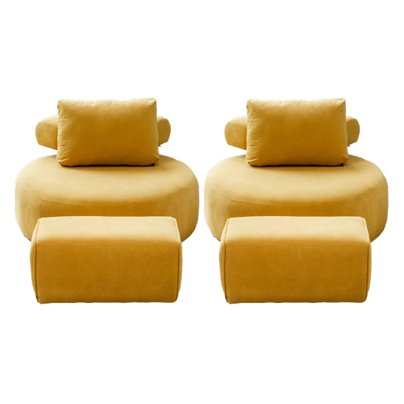 Modern Pillow Back Armless Living Room Solid Color Parsons Chair Yellow 2 Piece Set With Ottoman Clearhalo 'Accent Chairs' 'accent_chairs' 'Chairs & Seating' 'furn' 'furn_accent_chairs' 'Furniture' 'Living Room Furniture' 6654436