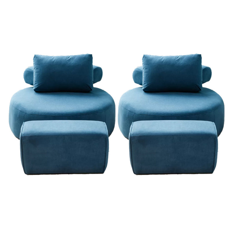 Modern Pillow Back Armless Living Room Solid Color Parsons Chair Blue 2 Piece Set With Ottoman Clearhalo 'Accent Chairs' 'accent_chairs' 'Chairs & Seating' 'furn' 'furn_accent_chairs' 'Furniture' 'Living Room Furniture' 6654440