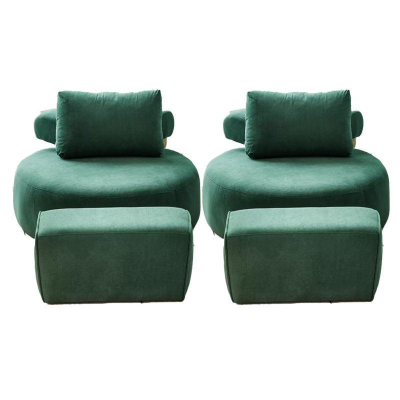 Modern Pillow Back Armless Living Room Solid Color Parsons Chair Green 2 Piece Set With Ottoman Clearhalo 'Accent Chairs' 'accent_chairs' 'Chairs & Seating' 'furn' 'furn_accent_chairs' 'Furniture' 'Living Room Furniture' 6654443