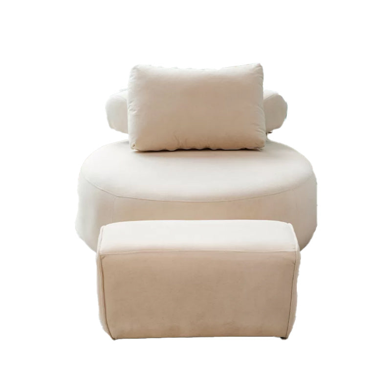 Modern Pillow Back Armless Living Room Solid Color Parsons Chair Beige 1 Piece With Ottoman Clearhalo 'Accent Chairs' 'accent_chairs' 'Chairs & Seating' 'furn' 'furn_accent_chairs' 'Furniture' 'Living Room Furniture' 6654446