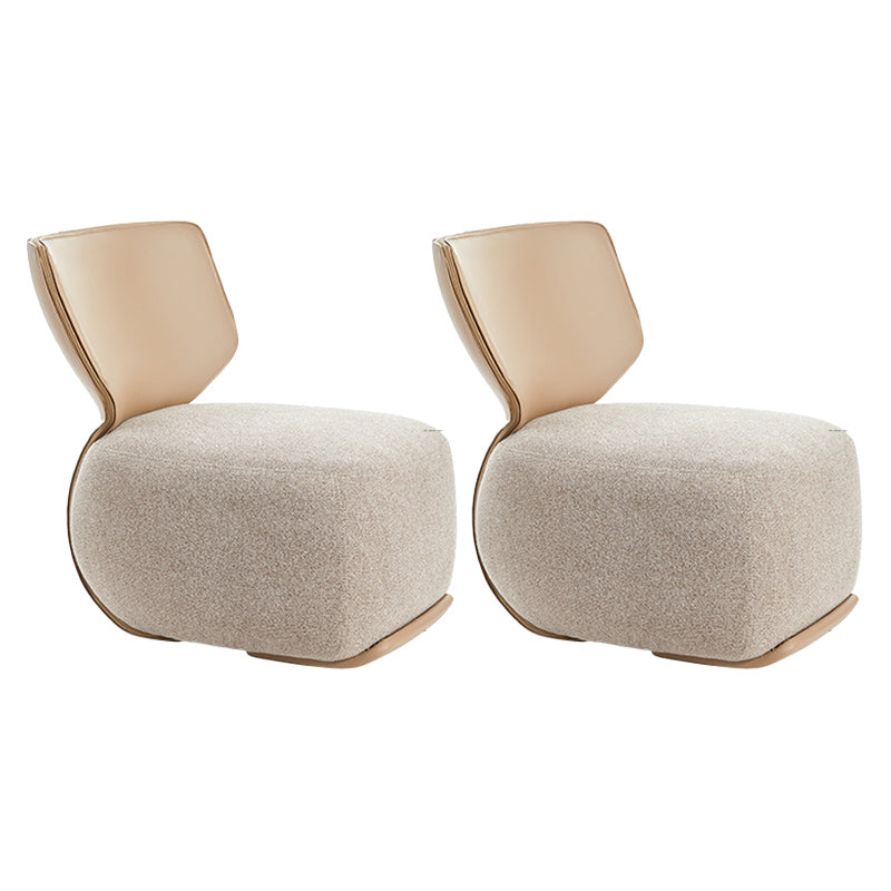 Mid-Century Modern Fixed Back Armless Fabric Solid Color Parsons Chair Light Coffee 2 Piece Set Clearhalo 'Accent Chairs' 'accent_chairs' 'Chairs & Seating' 'furn' 'furn_accent_chairs' 'Furniture' 'Living Room Furniture' 6654520