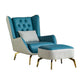 Glam Faux Leather Wingback Chair Tufted Back Basic Four Leg Chair Beige Blue 1 Piece With Ottoman Clearhalo 'Accent Chairs' 'accent_chairs' 'Chairs & Seating' 'furn' 'furn_accent_chairs' 'Furniture' 'Living Room Furniture' 6654539