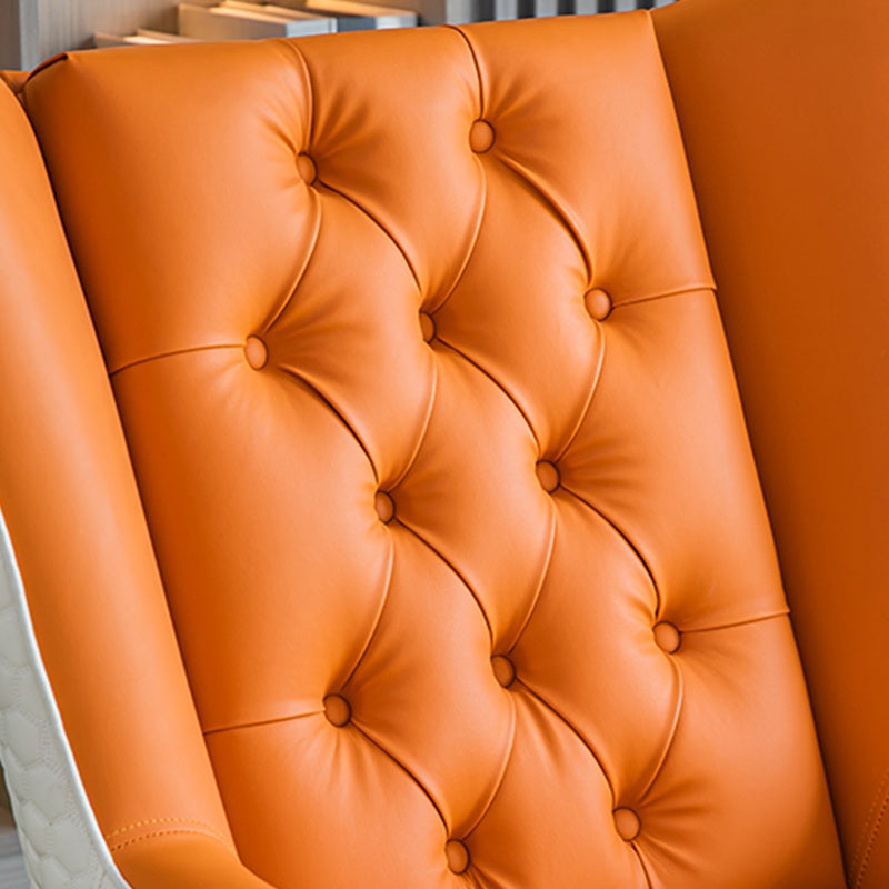 Glam Faux Leather Wingback Chair Tufted Back Basic Four Leg Chair Clearhalo 'Accent Chairs' 'accent_chairs' 'Chairs & Seating' 'furn' 'furn_accent_chairs' 'Furniture' 'Living Room Furniture' 6654541