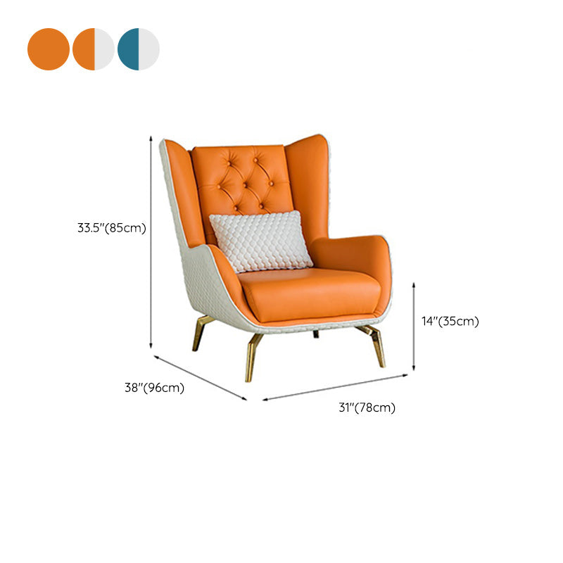Glam Faux Leather Wingback Chair Tufted Back Basic Four Leg Chair Clearhalo 'Accent Chairs' 'accent_chairs' 'Chairs & Seating' 'furn' 'furn_accent_chairs' 'Furniture' 'Living Room Furniture' 6654551