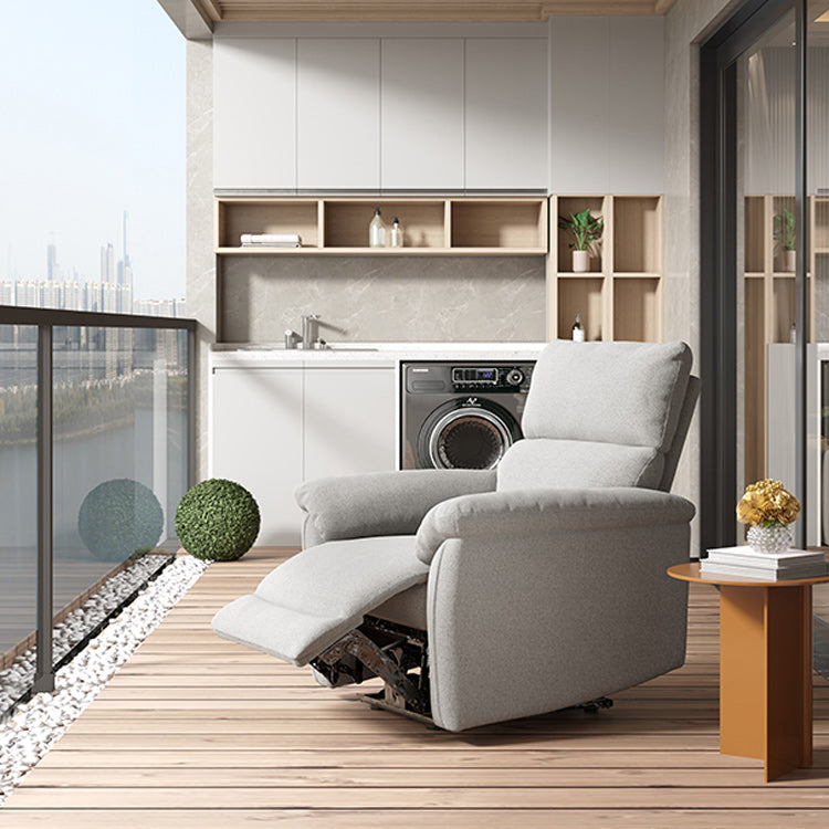 Modern Manual-Handle Recliner Chair Solid Color Standard Recliner with Footrest