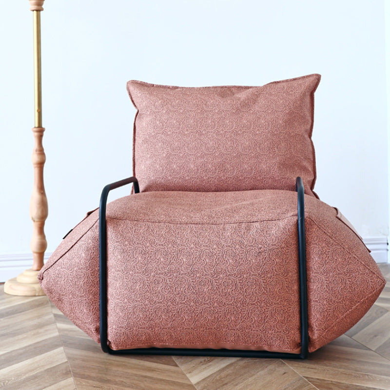 Contemporary Armchair Pillow Back Round Arms with Black Legs Leather Arm Chair Clearhalo 'Accent Chairs' 'accent_chairs' 'Chairs & Seating' 'furn' 'furn_accent_chairs' 'Furniture' 'Living Room Furniture' 6654614