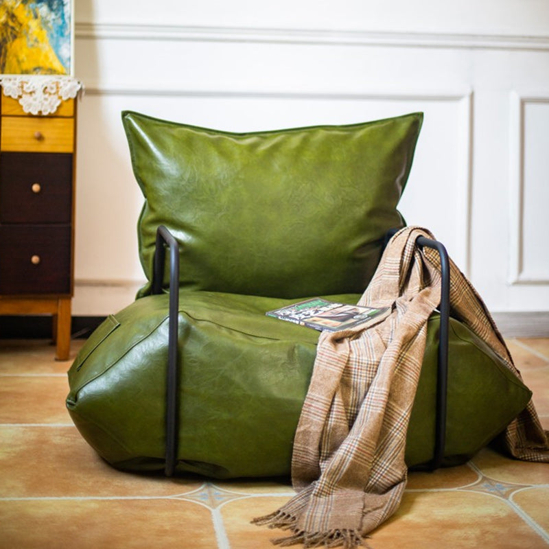 Contemporary Armchair Pillow Back Round Arms with Black Legs Leather Arm Chair Clearhalo 'Accent Chairs' 'accent_chairs' 'Chairs & Seating' 'furn' 'furn_accent_chairs' 'Furniture' 'Living Room Furniture' 6654617