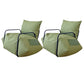 Contemporary Armchair Pillow Back Round Arms with Black Legs Leather Arm Chair Army Green 2 Piece Set Clearhalo 'Accent Chairs' 'accent_chairs' 'Chairs & Seating' 'furn' 'furn_accent_chairs' 'Furniture' 'Living Room Furniture' 6654634