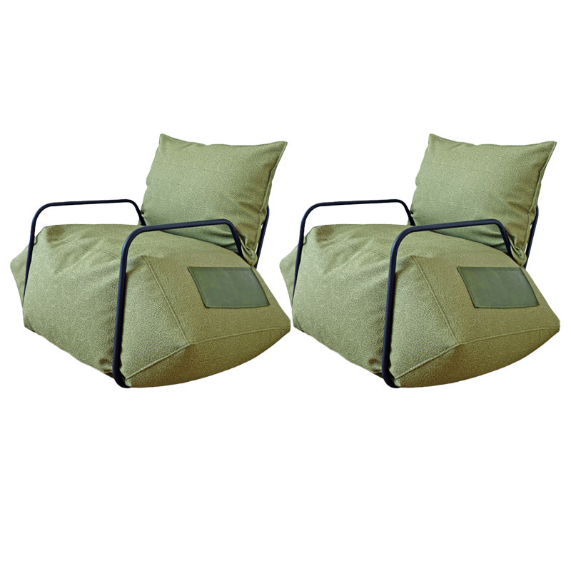 Contemporary Armchair Pillow Back Round Arms with Black Legs Leather Arm Chair Army Green 2 Piece Set Clearhalo 'Accent Chairs' 'accent_chairs' 'Chairs & Seating' 'furn' 'furn_accent_chairs' 'Furniture' 'Living Room Furniture' 6654634