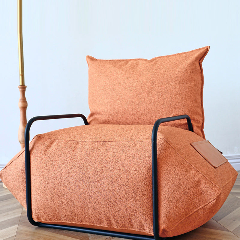 Contemporary Armchair Pillow Back Round Arms with Black Legs Leather Arm Chair Clearhalo 'Accent Chairs' 'accent_chairs' 'Chairs & Seating' 'furn' 'furn_accent_chairs' 'Furniture' 'Living Room Furniture' 6654635