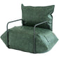 Contemporary Armchair Pillow Back Round Arms with Black Legs Leather Arm Chair Blackish Green 1 Piece Clearhalo 'Accent Chairs' 'accent_chairs' 'Chairs & Seating' 'furn' 'furn_accent_chairs' 'Furniture' 'Living Room Furniture' 6654636