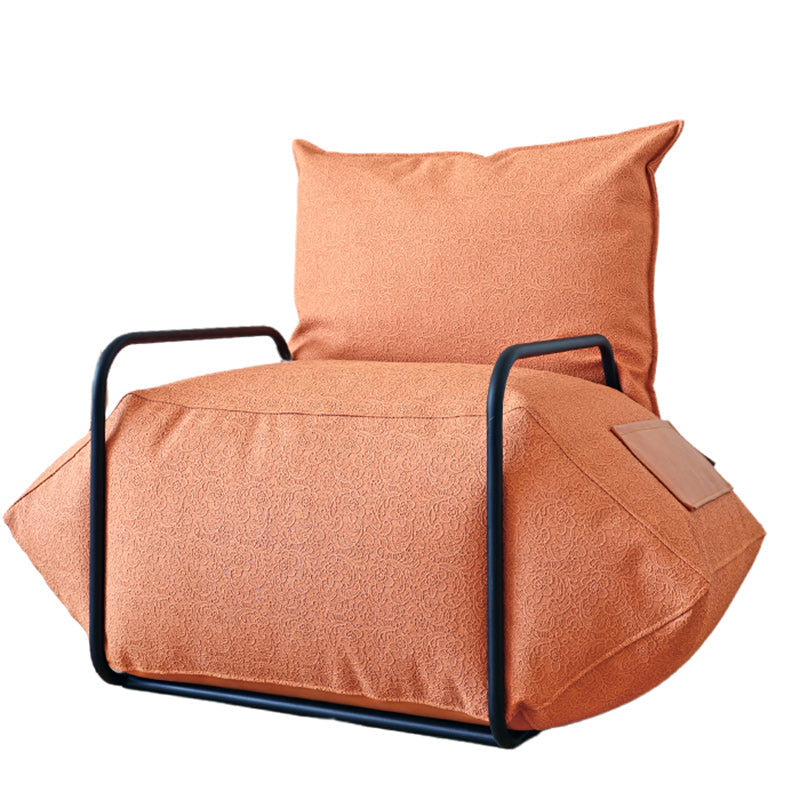 Contemporary Armchair Pillow Back Round Arms with Black Legs Leather Arm Chair Orange 1 Piece Clearhalo 'Accent Chairs' 'accent_chairs' 'Chairs & Seating' 'furn' 'furn_accent_chairs' 'Furniture' 'Living Room Furniture' 6654639