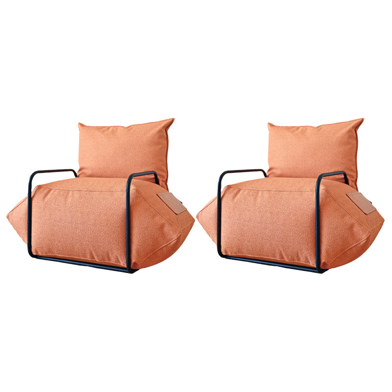 Contemporary Armchair Pillow Back Round Arms with Black Legs Leather Arm Chair Orange 2 Piece Set Clearhalo 'Accent Chairs' 'accent_chairs' 'Chairs & Seating' 'furn' 'furn_accent_chairs' 'Furniture' 'Living Room Furniture' 6654640