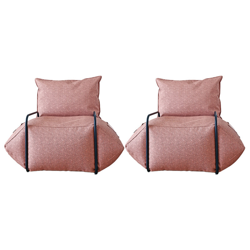 Contemporary Armchair Pillow Back Round Arms with Black Legs Leather Arm Chair Mauve 2 Piece Set Clearhalo 'Accent Chairs' 'accent_chairs' 'Chairs & Seating' 'furn' 'furn_accent_chairs' 'Furniture' 'Living Room Furniture' 6654642