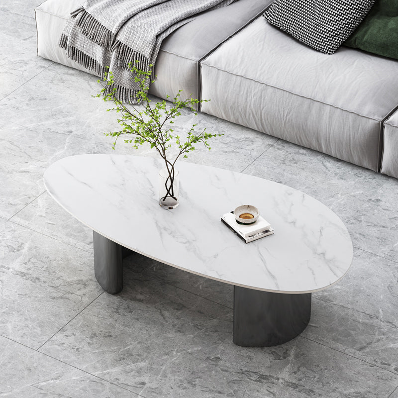 Table basse Glam de 15 po de hauteur, table de cocktail blanche simple en ardoise