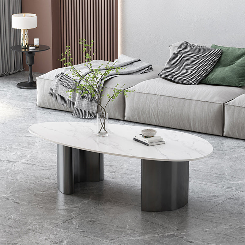 Table basse Glam de 15 po de hauteur, table de cocktail blanche simple en ardoise