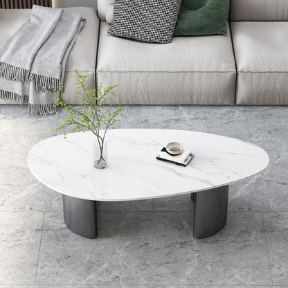 Table basse Glam de 15 po de hauteur, table de cocktail blanche simple en ardoise