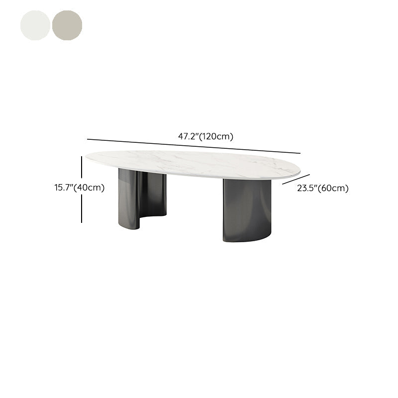 Table basse Glam de 15 po de hauteur, table de cocktail blanche simple en ardoise
