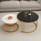 Metal and Slate Coffee Table Glam Round Frame Coffee Table Set Clearhalo 'Coffee & Accent Tables' 'Coffee Tables' 'coffee_tables' 'furn' 'furn_coffee_tables' 'Furniture' 'Living Room Furniture' 6654788