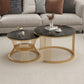Metal and Slate Coffee Table Glam Round Frame Coffee Table Set Black Gold Clearhalo 'Coffee & Accent Tables' 'Coffee Tables' 'coffee_tables' 'furn' 'furn_coffee_tables' 'Furniture' 'Living Room Furniture' 6654790